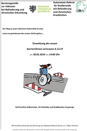 Plakat Einweihung Barrierefreier Lernraum